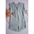 Light Blue Shirts Women Short Sleeveless Shirts Manufactory